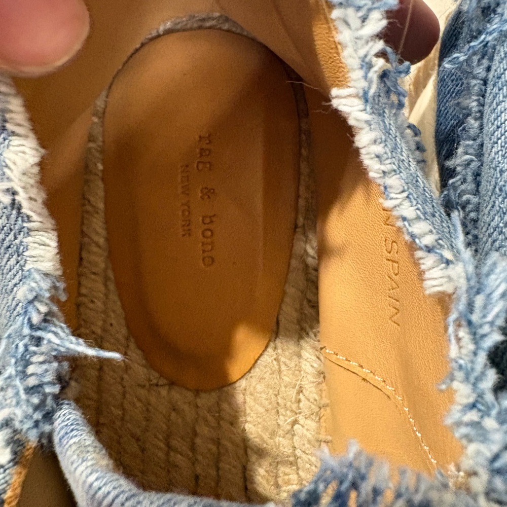 rag & bone Light Blue Distressed Denim Espadrille Sneakers - Picture 3 of 7